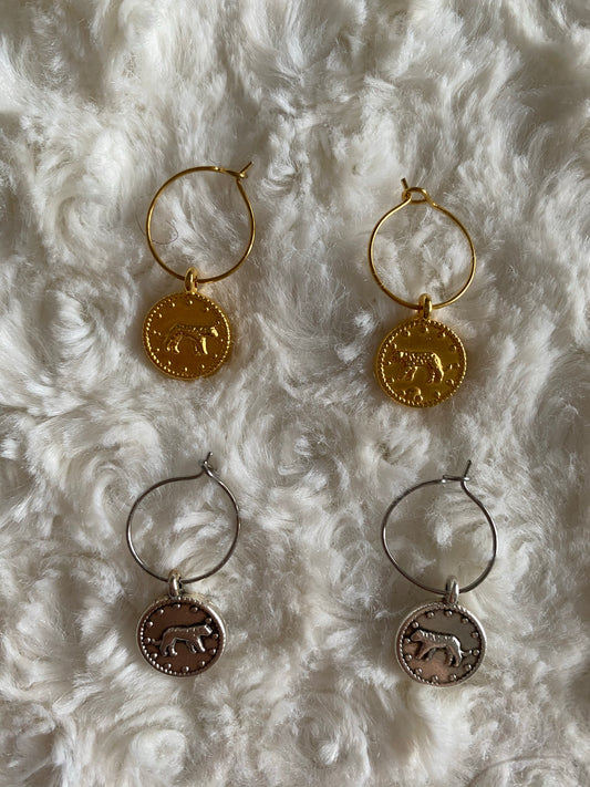 OORBELLEN Set Panter Coin